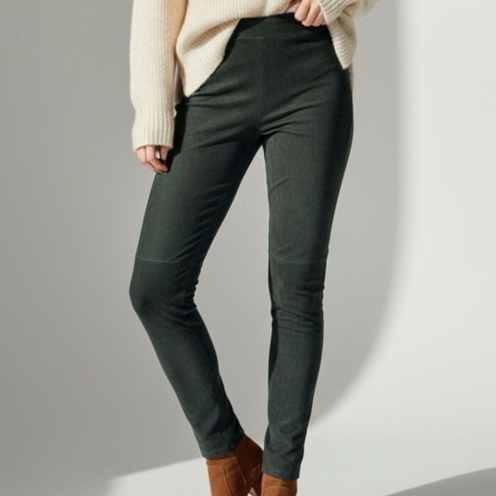 THEORY Adbelle L Stretch Suede Lamb Leather High-Waist Skinny Leggings